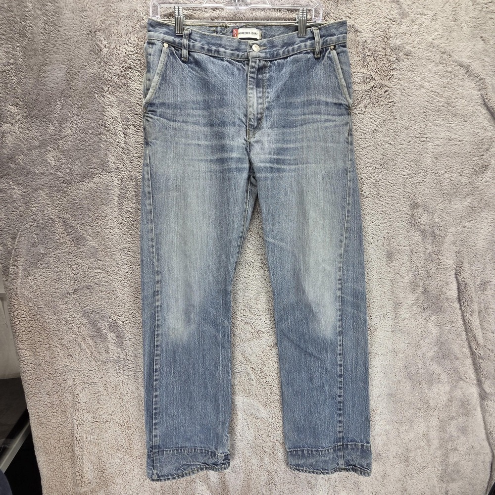 Vintage Levis Engineered Jeans Mens Blue Twisted Zip Fly Light Wash Fits 31x30